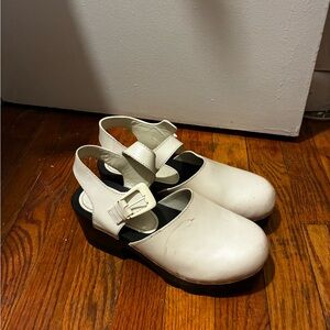 Tory Burch White Slingback Clogs